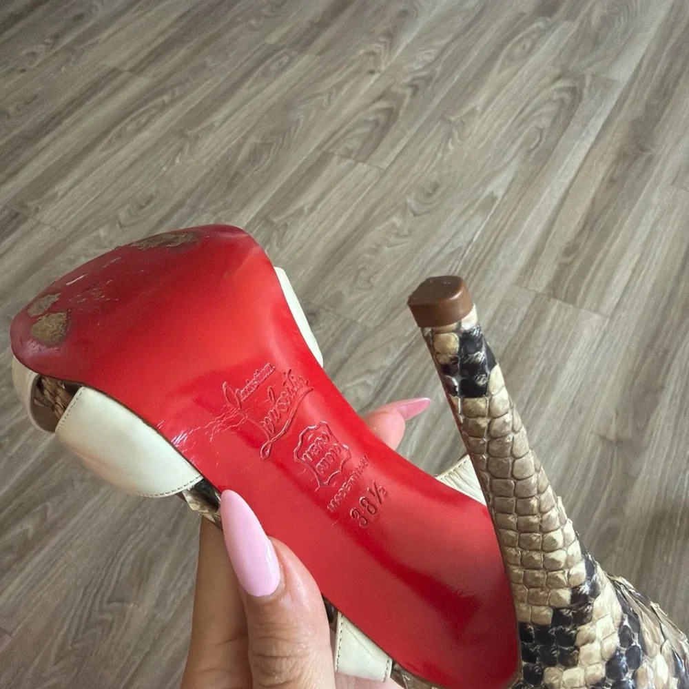 White Strapped Christian Louboutin Python Heels 38.5